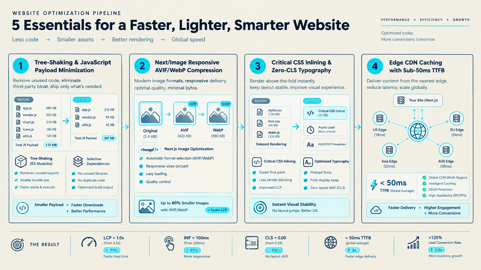 Figure 1: Sub-Second Web Performance & Multi-Tier Core Web Vitals Optimization Pipeline.